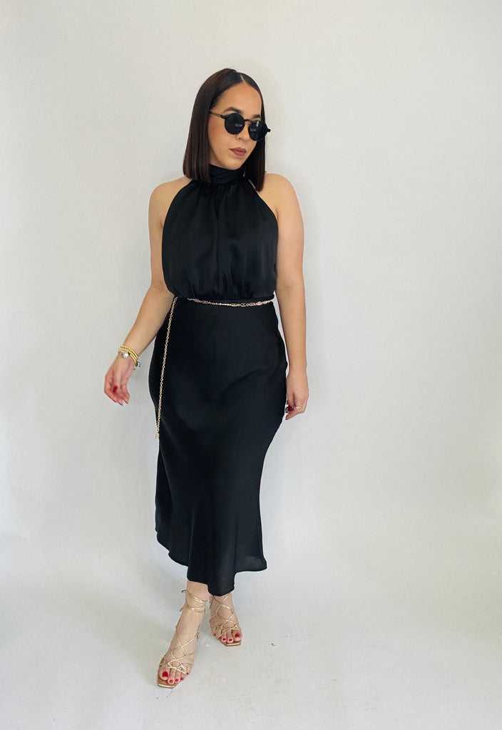 BLACK MIDI DRESS