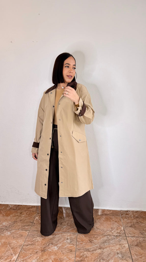 KHAKI"  LONG JACKET COAT