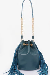 CHIC FRINGE & CHAIN BUCKET BAG