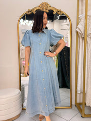 VANESSA" LIGHT DENIM DRESS MANGAS