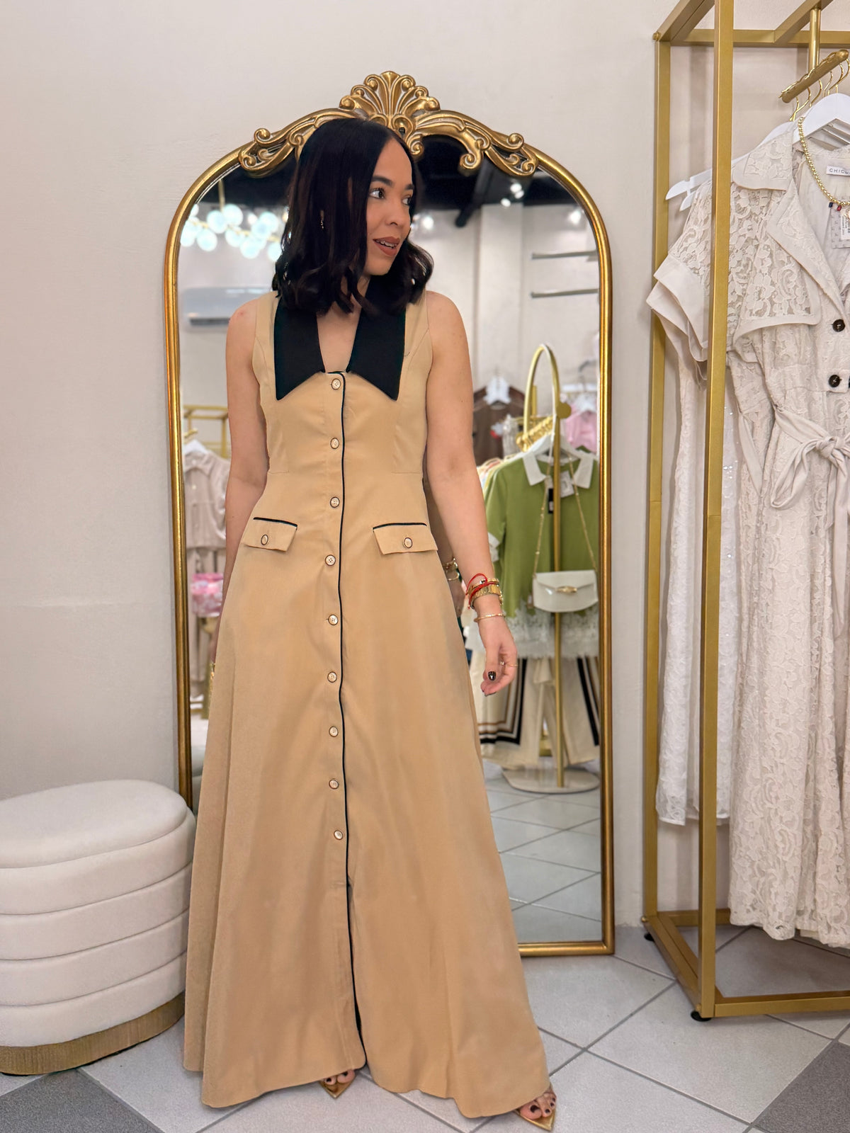 ISABELA"TAUPE  DRESS
