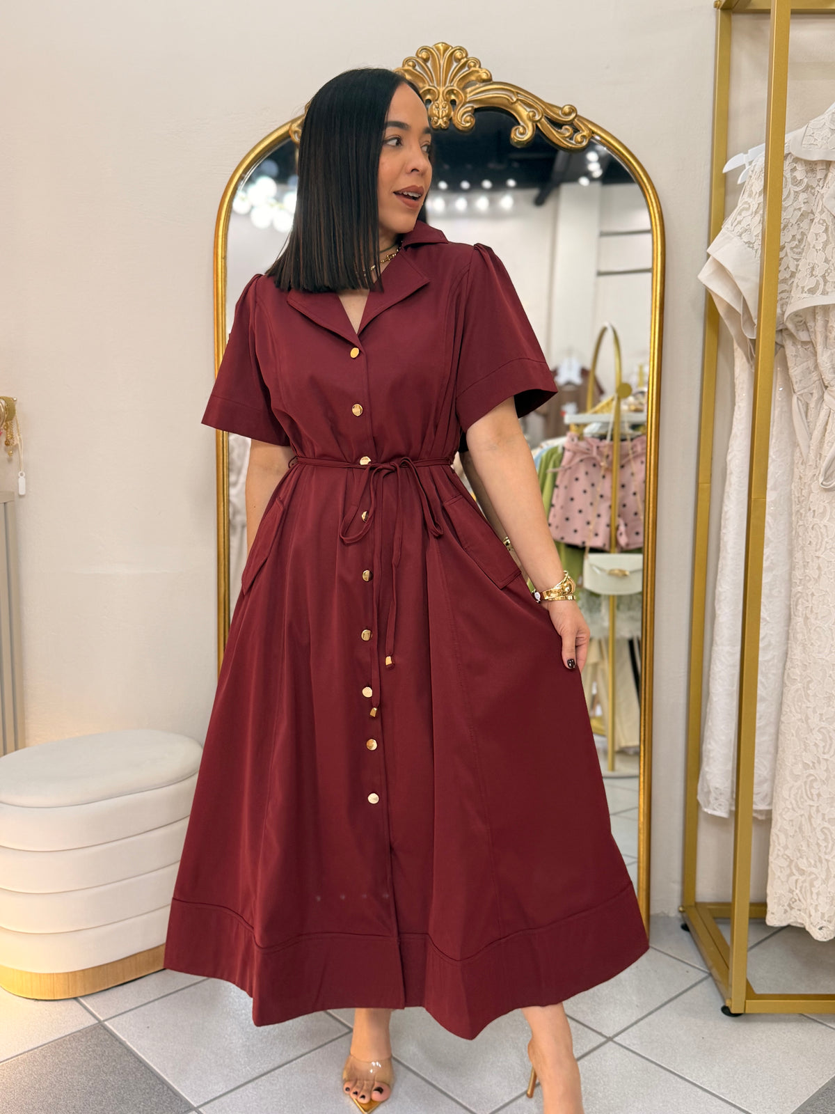VICTORIA"BURGUNDY DRESS