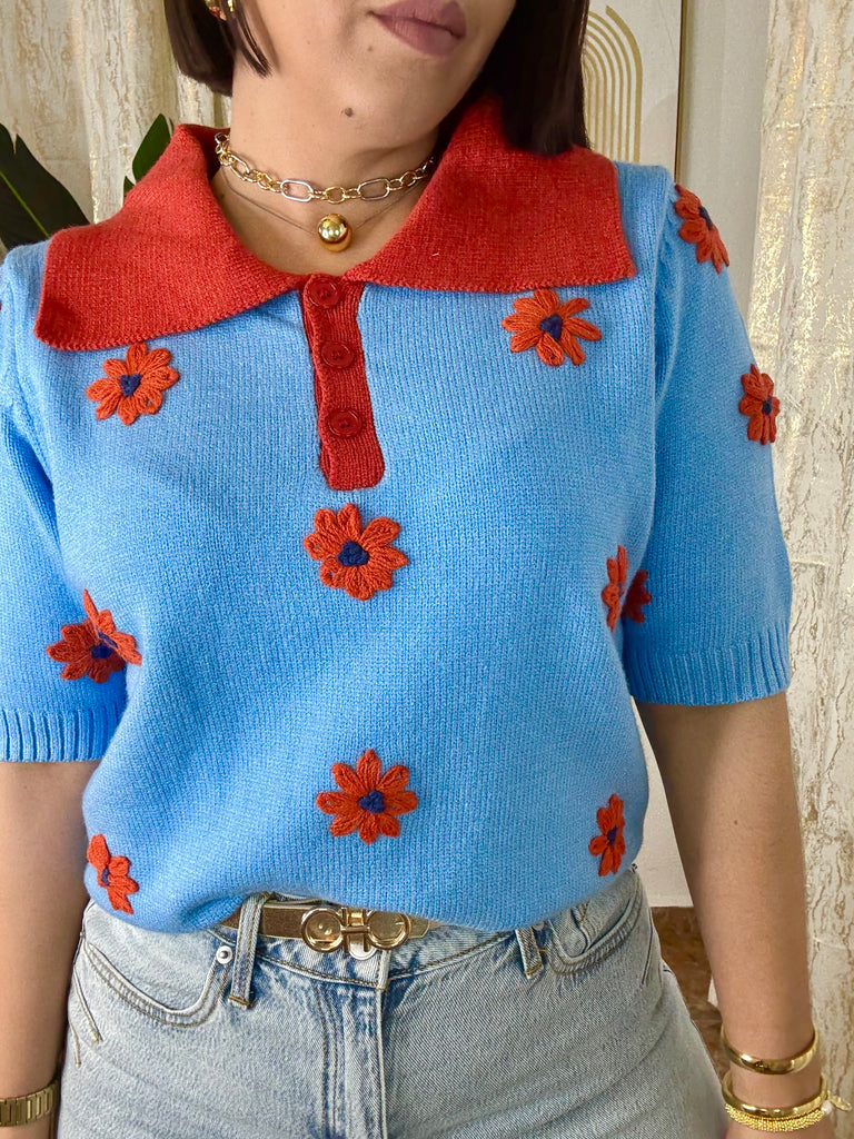 TAINY FLORY TOP BLUE