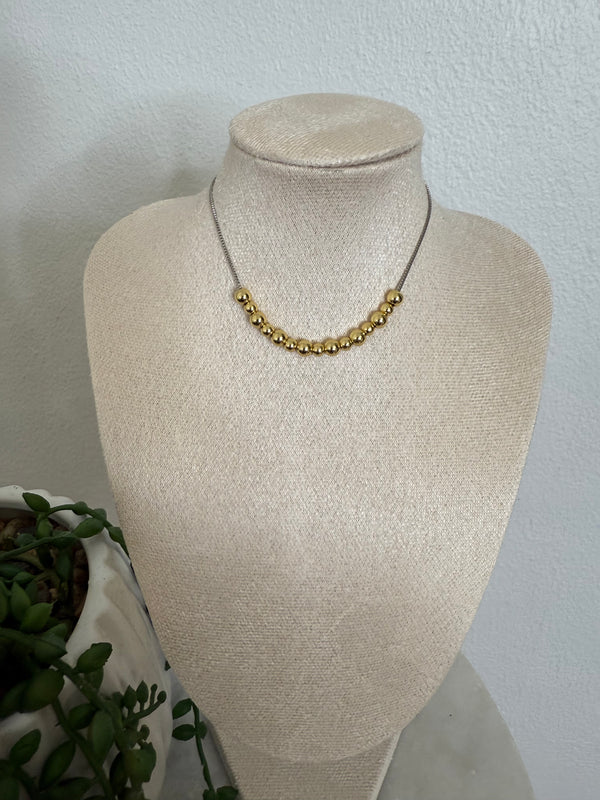 SILVER & GOLD BEADS NECKLACE