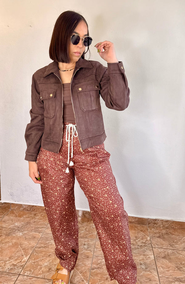 CHOCOLATE SUEDE JACKET