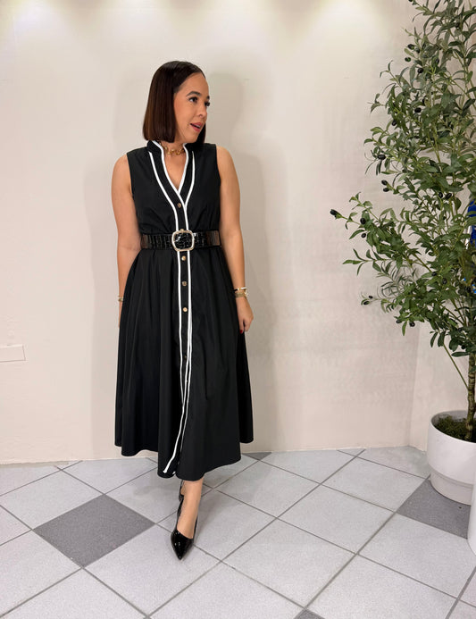 FABIANA" BLACK MIDI DRESS