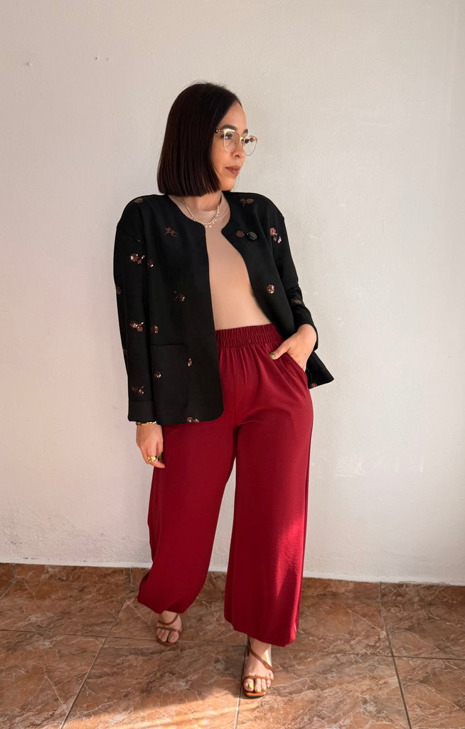 LENA" BURGUNDY JOGGER PANT