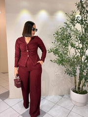 MICHELLE¨BURGUNDY SET DOS PIEZAS