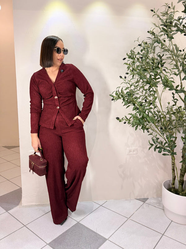 MICHELLE¨BURGUNDY SET DOS PIEZAS