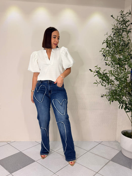 HEART WIDE LEG JEANS