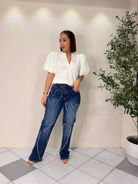 HEART WIDE LEG JEANS