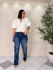 HEART WIDE LEG JEANS