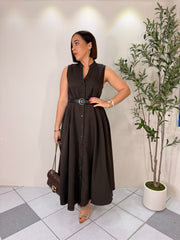 PRE ORDEN KAMILA- BROWN MIDI DRESS llega  aprox 18 Enero