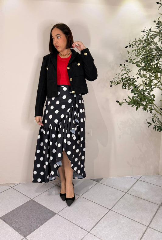 BLACK SKIRT POLKA DOTS