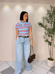 ALONDRA LIGHT BLUE POLO TOP