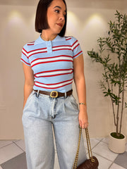 ALONDRA LIGHT BLUE POLO TOP