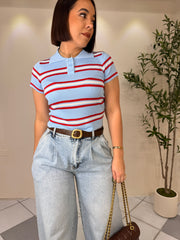 ALONDRA LIGHT BLUE POLO TOP