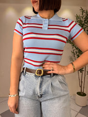 ALONDRA LIGHT BLUE POLO TOP