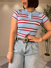 ALONDRA LIGHT BLUE POLO TOP