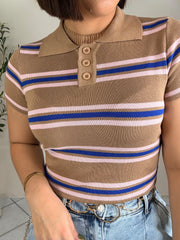 ALONDRA BEIGE POLO TOP