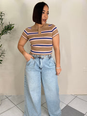 ALONDRA BEIGE POLO TOP