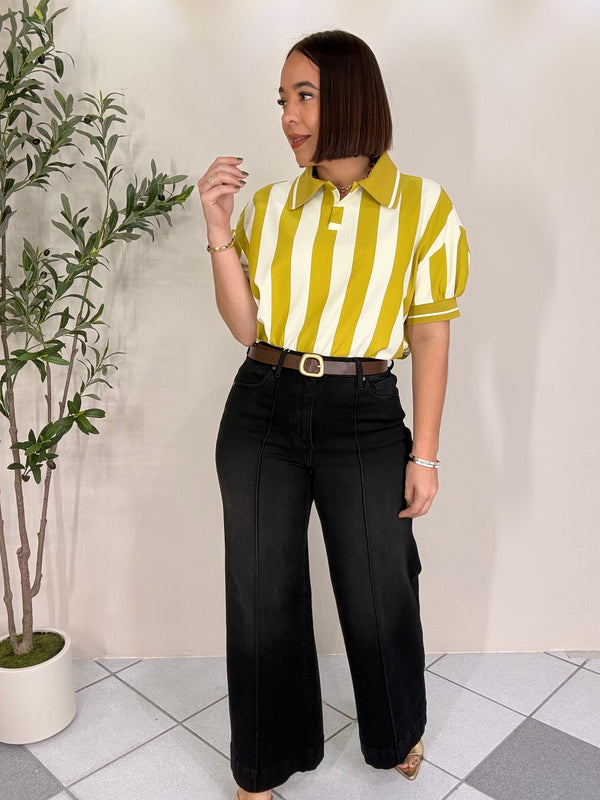 ZOE" DENIM BLACK  PANT