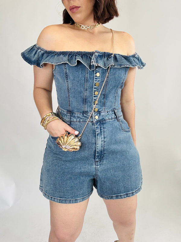 ALO” DENIM ROMPER
