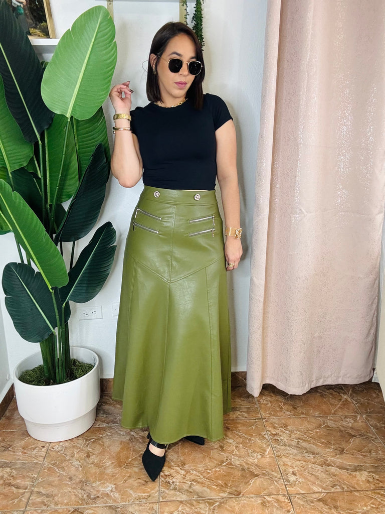 LARA” LEATHER SKIRT