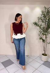 XIMENA PEPLUM  WINE TOP
