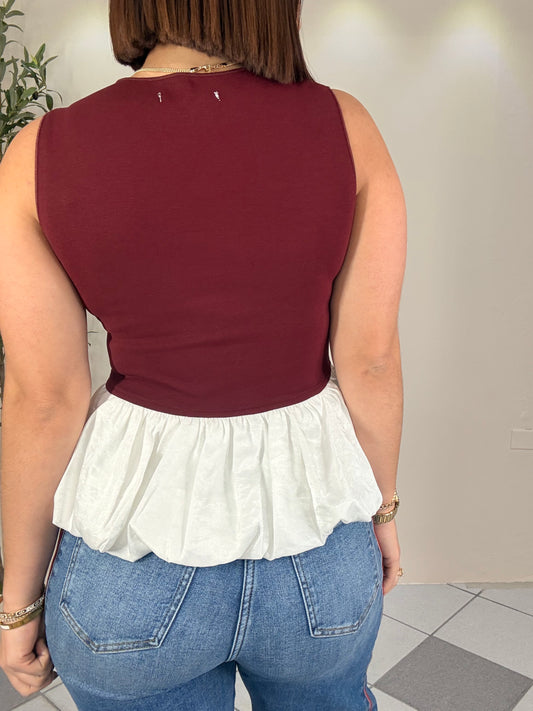 XIMENA PEPLUM  WINE TOP