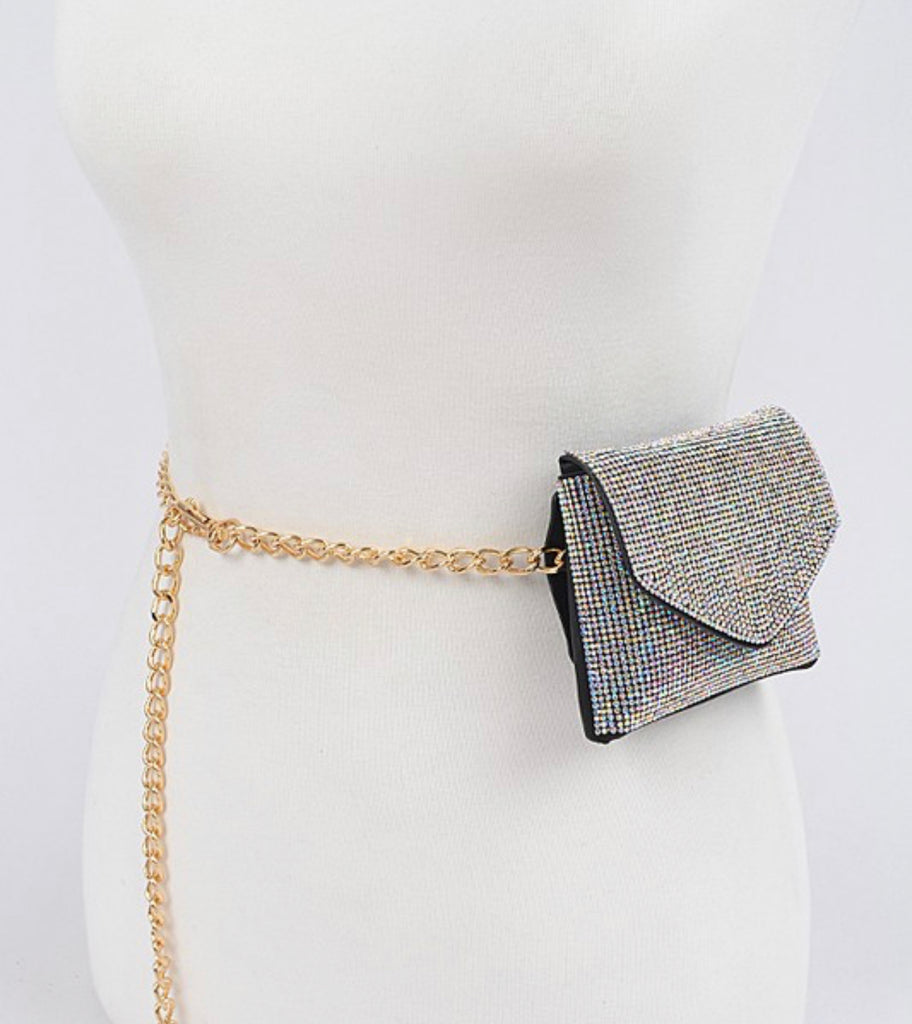 RHINESTONE MINI BAG CHAIN BELT